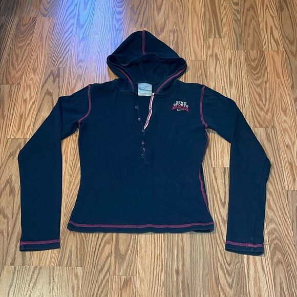 Y2K Nike Sports Shirt, lightweight hoodie, Navy, Pink, fitted, snap front, Small - Picture 1 of 6